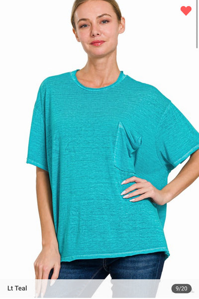 INSTOCK TURQUOISE BURNOUT TOP