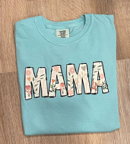 PREORDER MAMA FLORAL TURQUOISE T-SHIRT