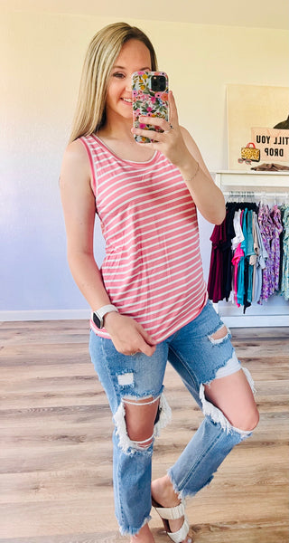 INSTOCK BLUSH STRIPED TANK