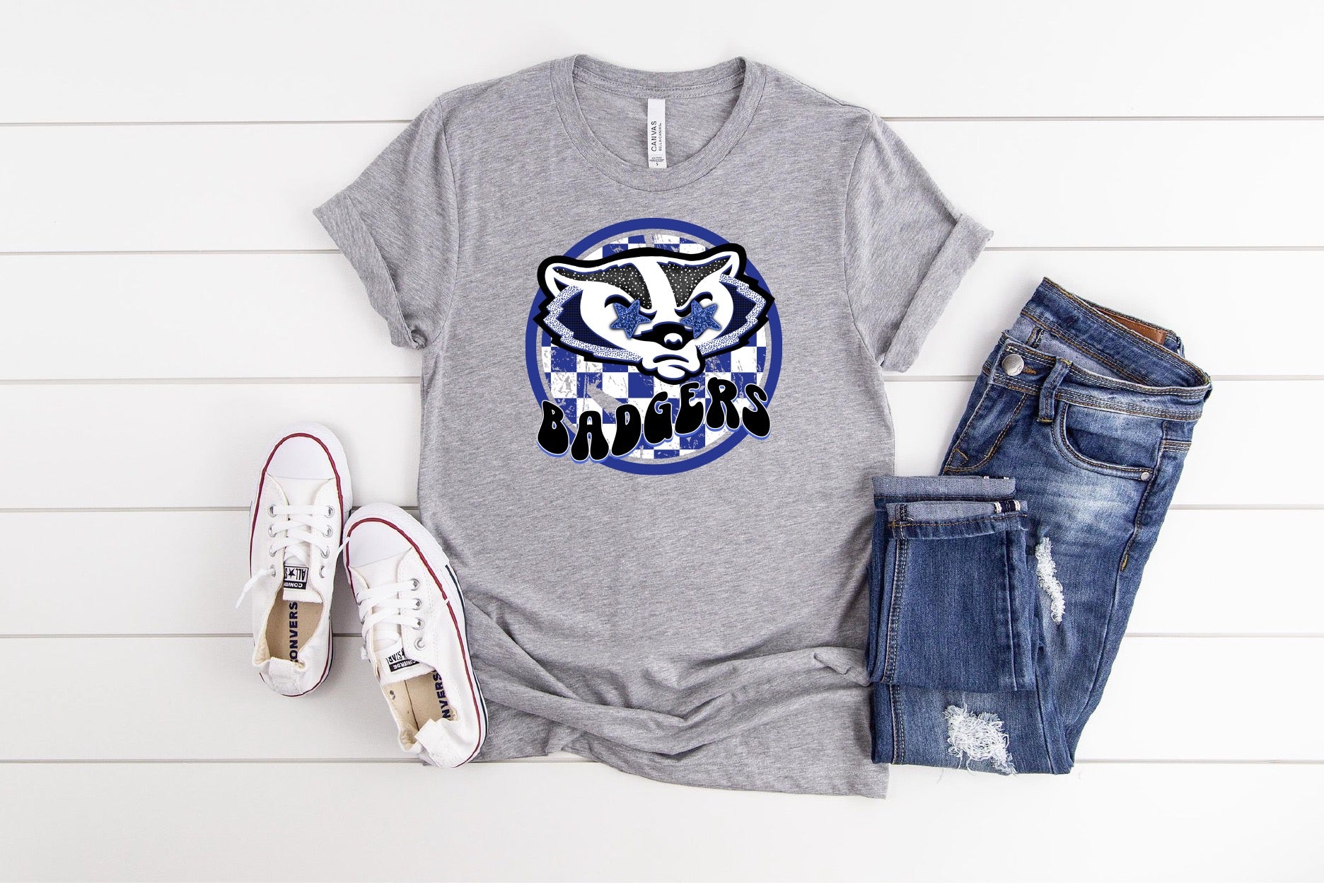 PREORDER BADGER CHECKERED CIRCLE MASCOT T-SHIRT