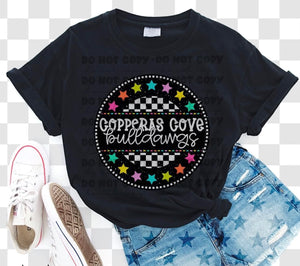 PREORDER COPPERAS COVE BULLDAWGS MULTCOLOR STAR CIRCLE T-SHIRT