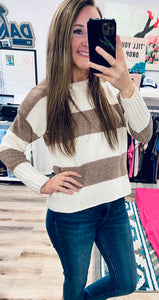 INSTOCK MOCHA STRIPED SWEATER