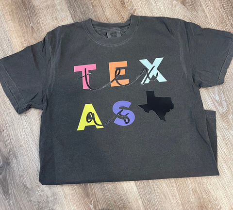 PREORDER TEXAS COLORFUL SCRIPT T-SHIRT