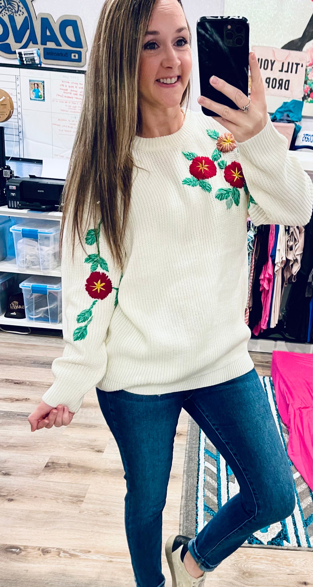 INSTOCK FLORAL EMBROIDERED SWEATER