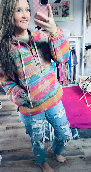 INSTOCK PINK AZTEC PULLOVER