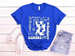 PREORDER BADGERS TYPOGRAPHY T-SHIRT