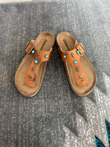 INSTOCK TURQUOISE STONE SANDALS