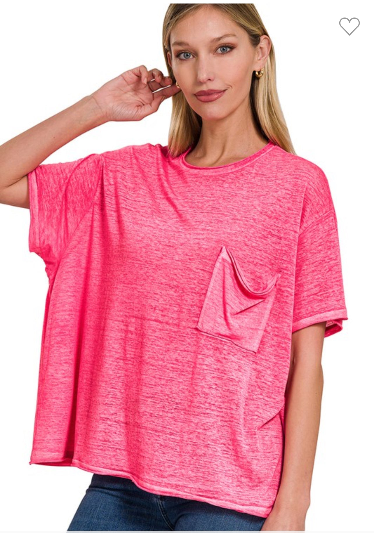 INSTOCK Fuchsia oversized burnout raw edge top