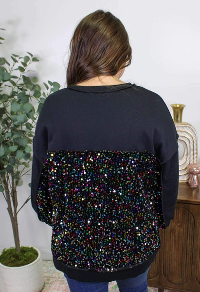 PREORDER BLACK SPARKLE HENLEY TOP NOVEMBER